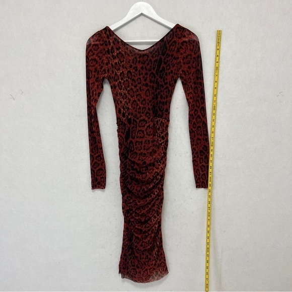 FUZZI Dress Made in Italy Ruched Bodycon Animal Print Dress Size Small - Picture 4 of 5